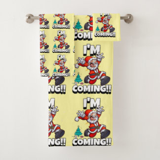 Funny Santa Claus Pattern Humorale Weihnachten Badhandtuch Set