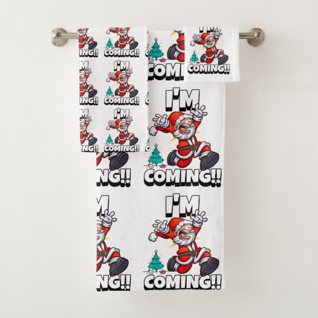 Funny Santa Claus Pattern Humorale Weihnachten Badhandtuch Set (Insitu)