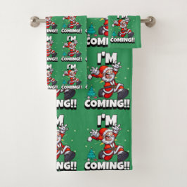 Funny Santa Claus Pattern Humorale Weihnachten Badhandtuch Set