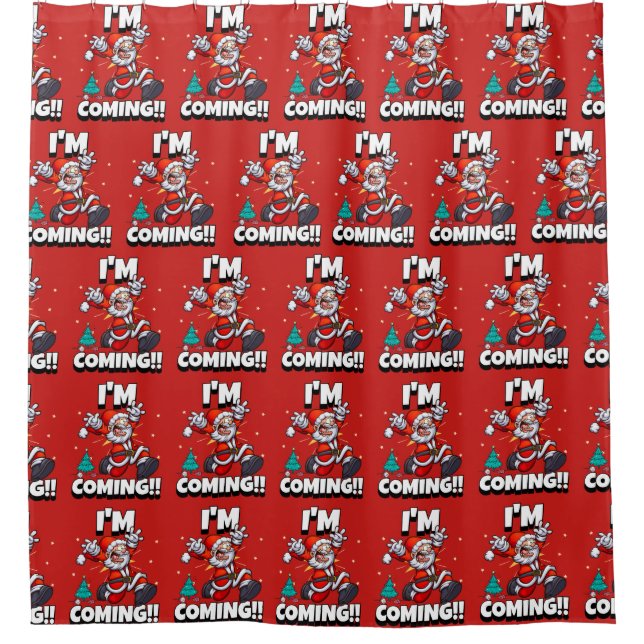 Funny Santa Claus Pattern Humorale Weihnachten Duschvorhang (Vorderseite)