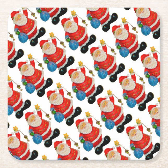 Funny Santa Claus Pattern Weihnachts-Party Rechteckiger Pappuntersetzer (Vorderseite)