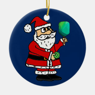 Funny Santa Claus Pickleball Weihnachten Keramik Ornament