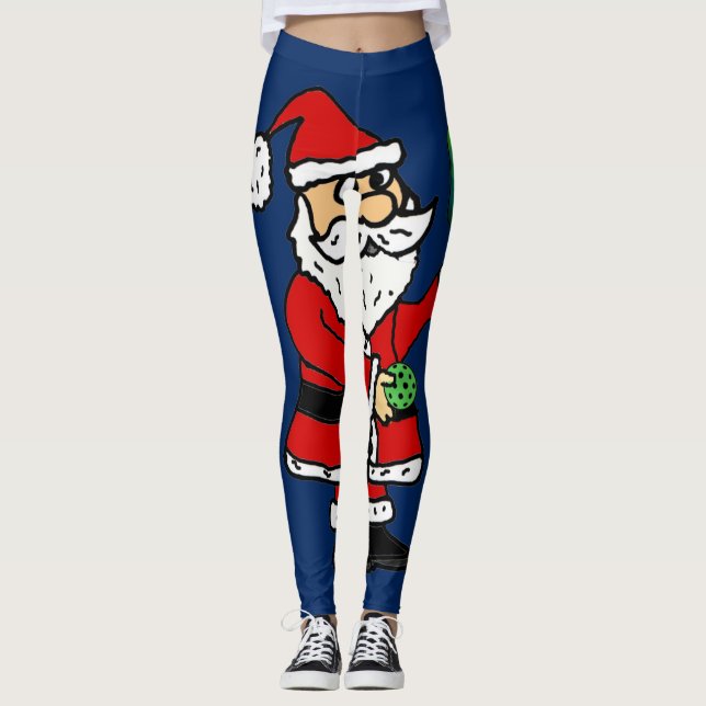 Funny Santa Claus Pickleball Weihnachten Leggings (Vorderseite)