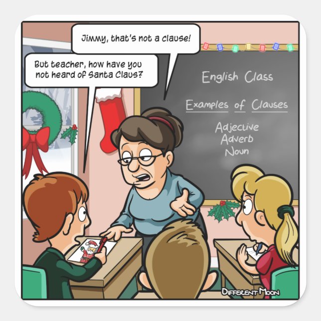 Funny Santa Claus Pun Christmas Square Stickers (Vorderseite)