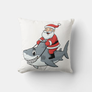 Funny Santa Claus Reiten auf dem Hai Weihnachtsfei Kissen