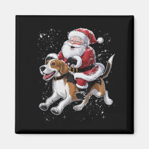 Funny Santa Claus Riding Beagle Weihnachten Weihna Magnet