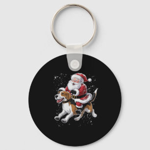 Funny Santa Claus Riding Beagle Weihnachten Weihna Schlüsselanhänger