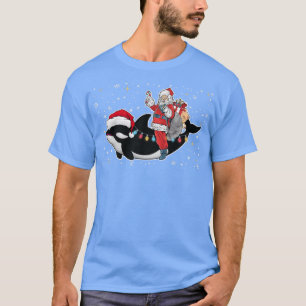 Funny Santa Claus Riding Orca Weihnachtswal 547 T-Shirt