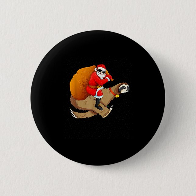 Funny Santa Claus Riding Sloth Christmas Boys Men  Button (Vorderseite)