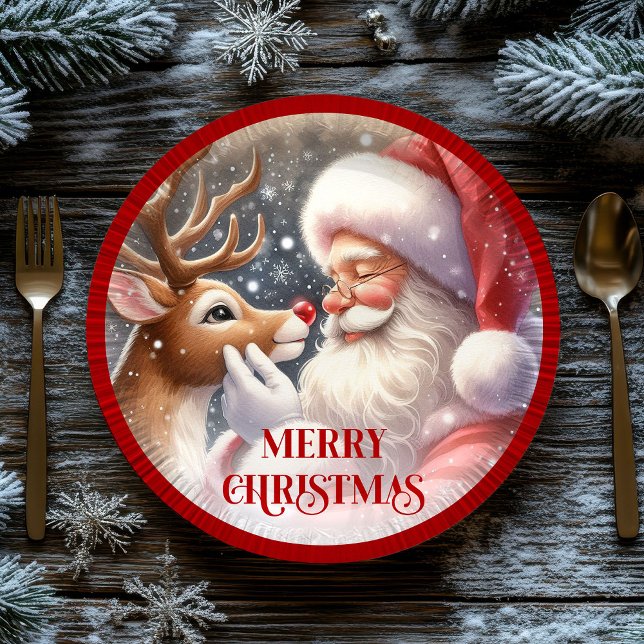 Funny Santa Claus Rudolph Kids Christmas Decor Pappteller (Funny Santa Claus Rudolph Kids Christmas Paper Plates)