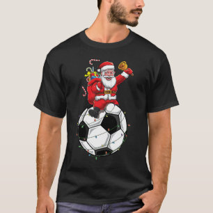 Funny Santa Claus Soccer Ball Weihnachtsfeier T-Shirt