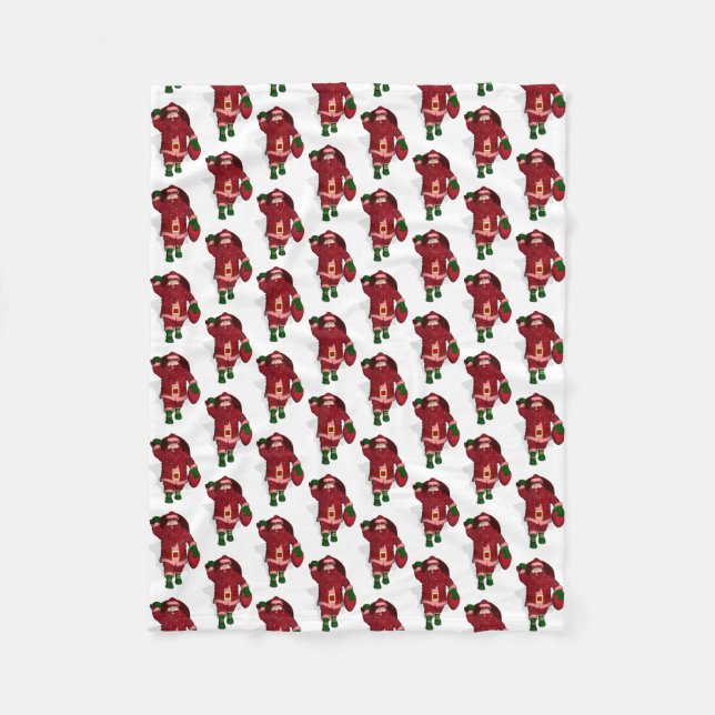 Funny Santa Claus Strawberry Bauer Fleecedecke (Vorderseite)