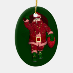 Funny Santa Claus Strawberry Bauer Keramik Ornament