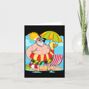 Funny Santa Claus Summer Hawaiian Tropical Christm Karte