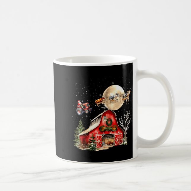 Funny Santa Claus Tractor Cows Farm Farmer Christm Kaffeetasse (Rechts)