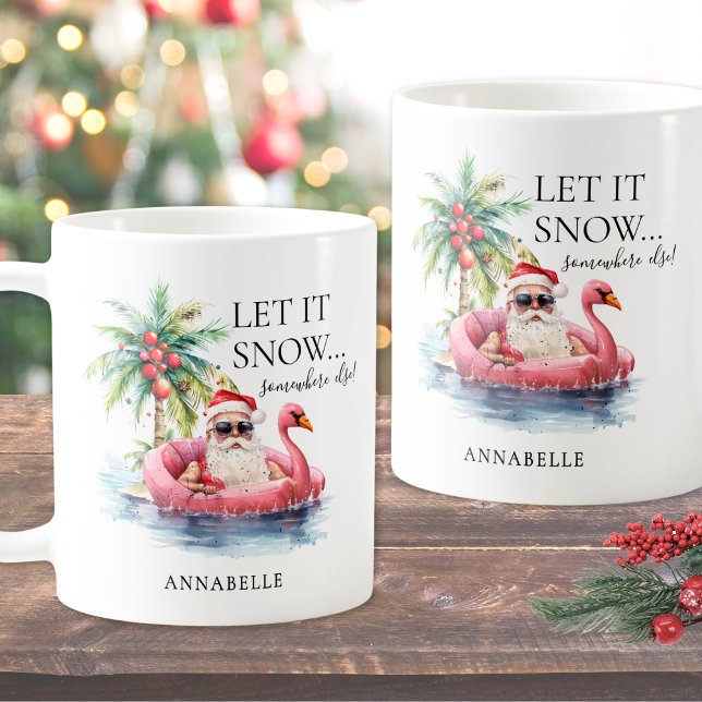 Funny Santa Claus Tropical Beach Weihnachten Kaffeetasse (Funny Santa Claus Tropical Beach Christmas Coffee Mug)