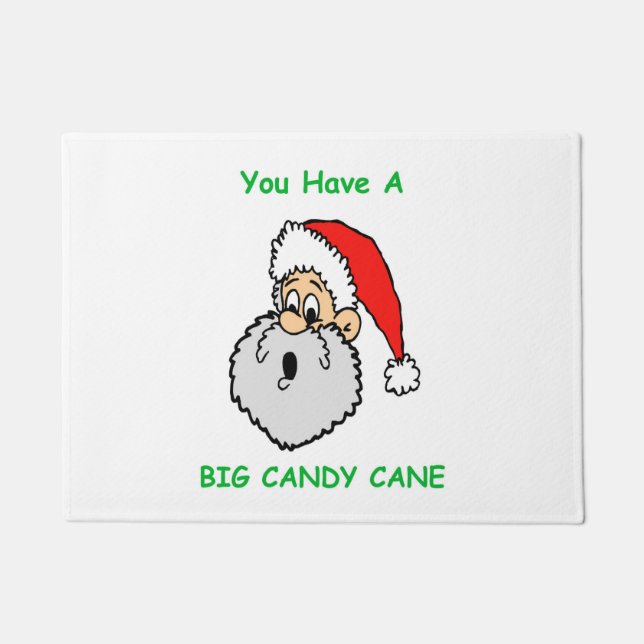 Funny Santa Claus überrascht Big Candy Cane Fußmatte (Vorderseite)
