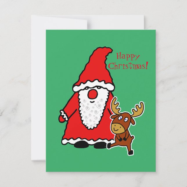 Funny Santa Claus with baby moose (Vorderseite)