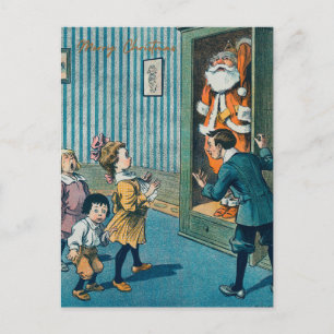 Funny Santa Clubs Vintage Kunst Feiertagspostkarte