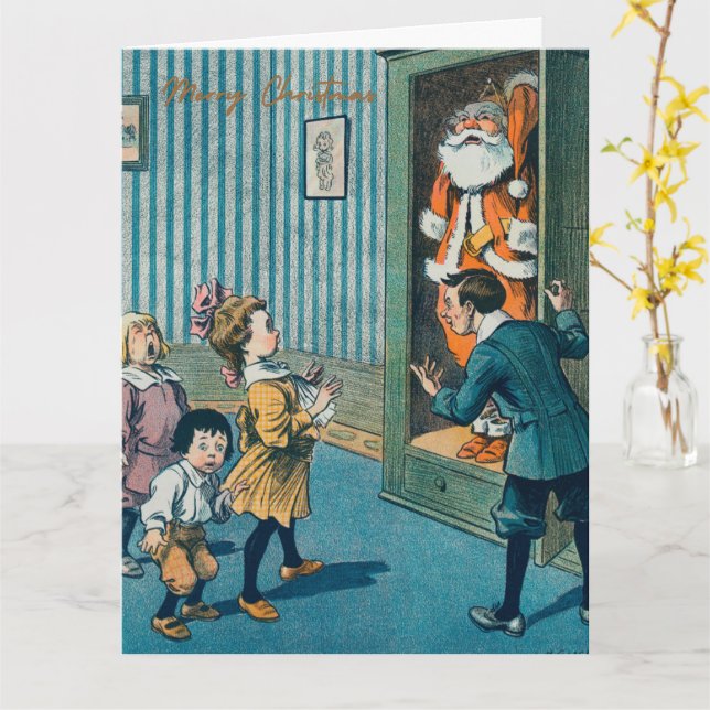 Funny Santa Clubs Vintage Kunst Ferienkarte Karte (Gelbe Blume)