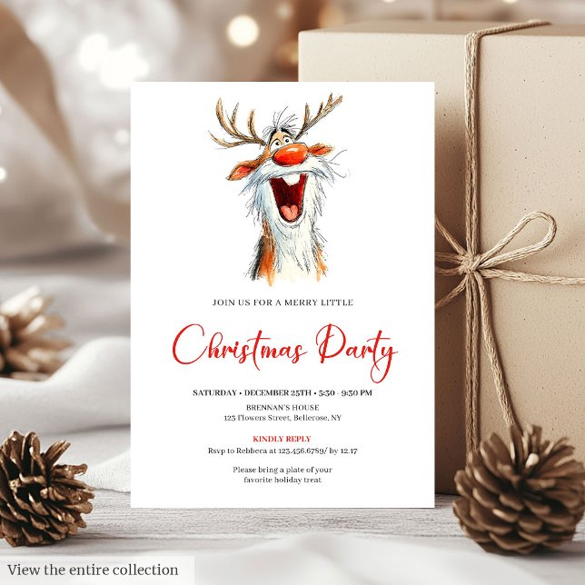 Funny Santa Cocktail Christmas Party Invitation   Einladung (Funny Santa Cocktail Christmas Party Invitation Template

)