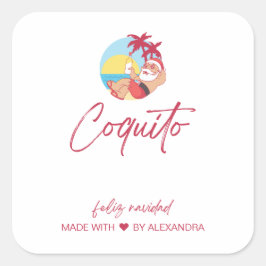 Funny Santa Coquito Set für Lebensmittel und Geträ Quadratischer Aufkleber