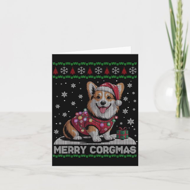 Funny Santa Corgi Dog Merry Corgmas Ugly Sweater C Karte (Vorderseite)