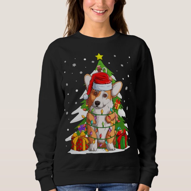 Funny Santa Corgi Dog Weihnachtsbaum Geschenke Wei Sweatshirt (Vorderseite)