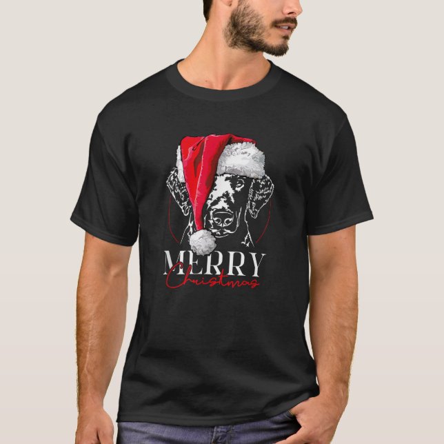 Funny Santa Curly Coated Retriever Merry Christmas T-Shirt (Vorderseite)
