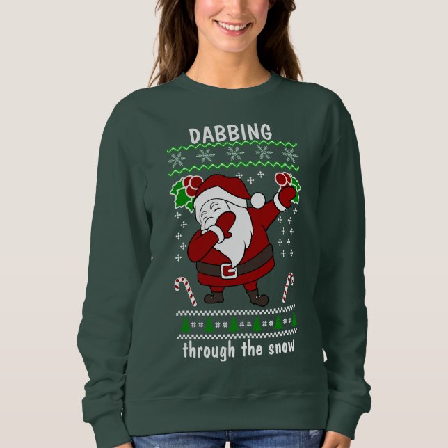 Funny Santa Dabbing durch den Schnee Weihnachten Sweatshirt (Vorderseite)
