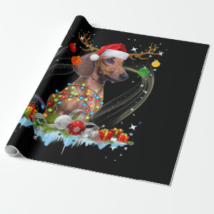 Funny Santa Dackel Rentier Weihnachten Geschenkpapier