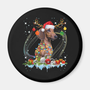 Funny Santa Dackel Rentier Weihnachten Magnet