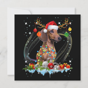 Funny Santa Dackel Rentier Weihnachten Mitteilungskarte
