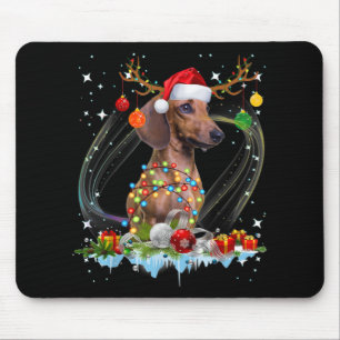 Funny Santa Dackel Rentier Weihnachten Mousepad