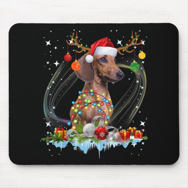 Funny Santa Dackel Rentier Weihnachten Mousepad (Vorne)