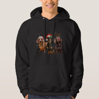 Funny Santa Dackel Rentier Weihnachtsmannmütze Wei Hoodie