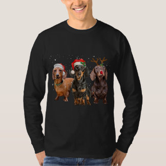 Funny Santa Dackel Rentier Weihnachtsmannmütze Wei T-Shirt