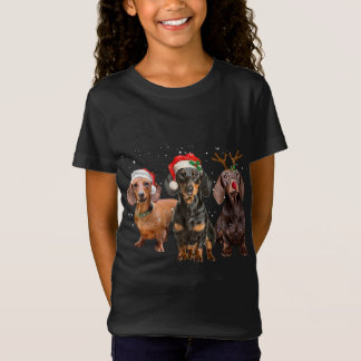 Funny Santa Dackel Rentier Weihnachtsmannmütze Wei T-Shirt