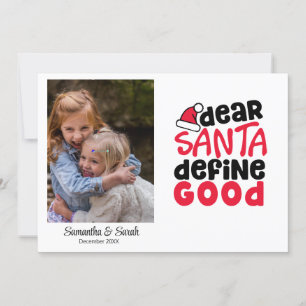 Funny Santa Definieren Gutes Ferien Foto Feiertagskarte