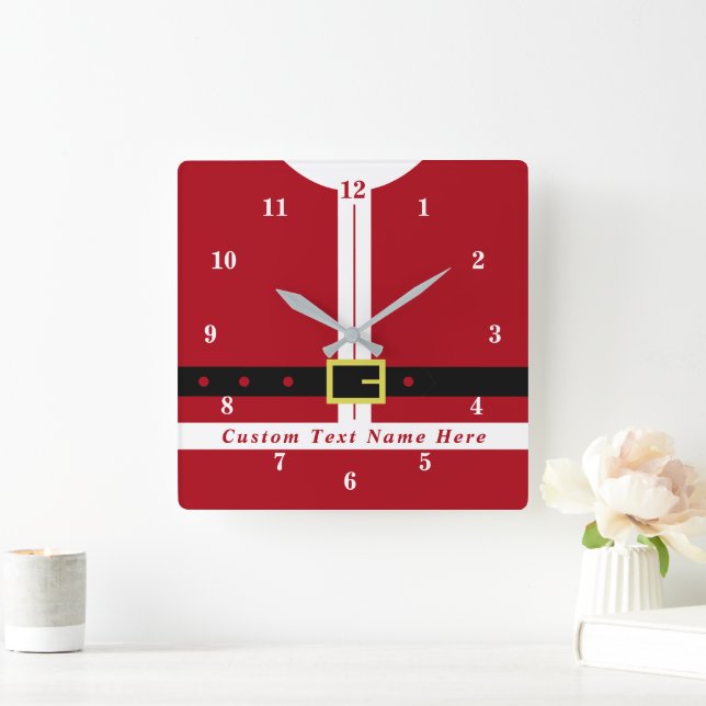 Funny Santa Design Weihnachtszeit Benutzerdefinier Quadratische Wanduhr (Zuhause)
