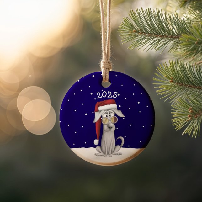 Funny Santa Dog Keramik Ornament (Von Creator hochgeladen)