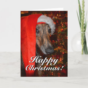 Funny Santa Dog Lurcher Greyhound Weihnachten