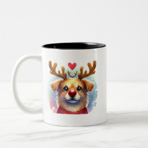Funny Santa Dog Roter Hirsch Zweifarbige Tasse