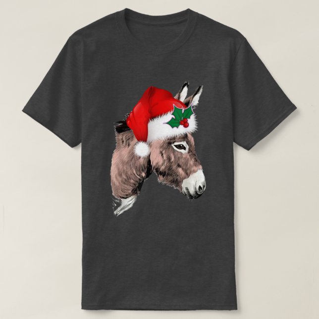 Funny Santa Donkey Weihnachtsfeiertag T-Shirt (Design vorne)