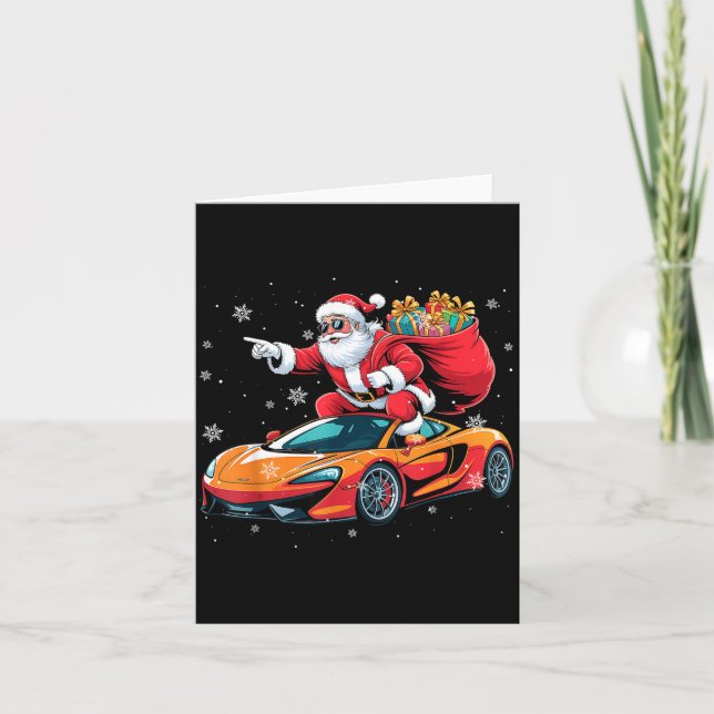 Funny Santa Driving Srt Car Xmas Pajama Christmas  Karte (Vorderseite)