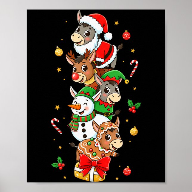Funny Santa Elf Snowman Christmas Womens Mens Kids Poster (Vorne)