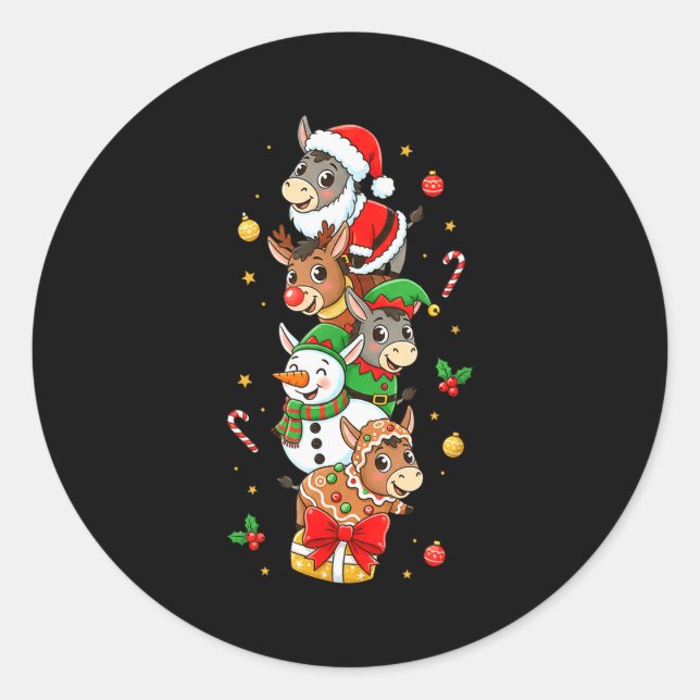 Funny Santa Elf Snowman Christmas Womens Mens Kids Runder Aufkleber (Vorderseite)