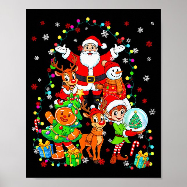 Funny Santa Elf Snowman Reindeer Gingerbread Chris Poster (Vorne)