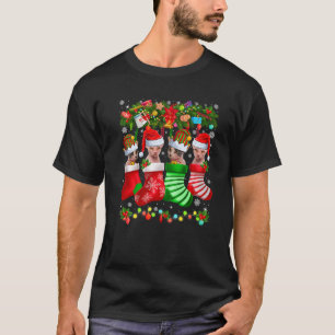 Funny Santa Elf Sphynx Katzen in Weihnachtssocken  T-Shirt