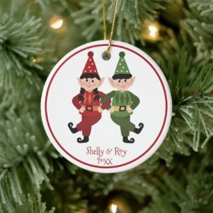Funny Santa Elves Ornament mit Namen